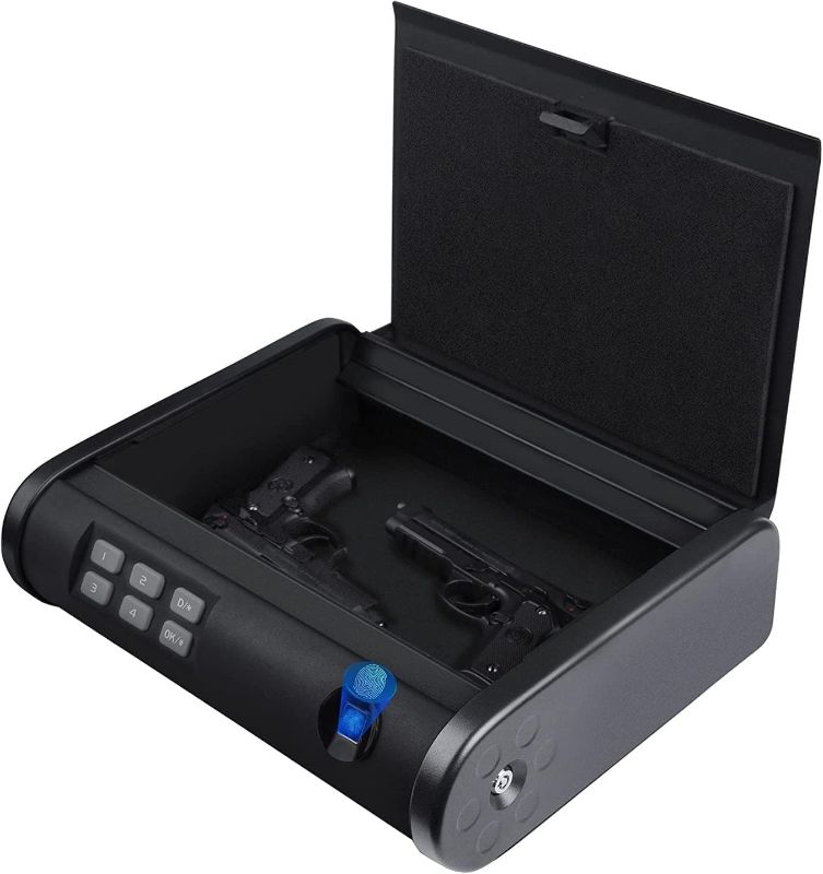 Photo 1 of 
Fingerprint Gun Safe for 2 Pistols, Biometric Security Safe Box for Valuables