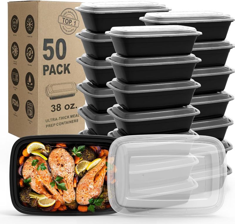 Photo 1 of 
Meal Prep Containers, 50Pack [38OZ] Food Storage Containers With Lids, Reusable Food Prep Containers, To Go Containers, BPA-free, Stackable,.