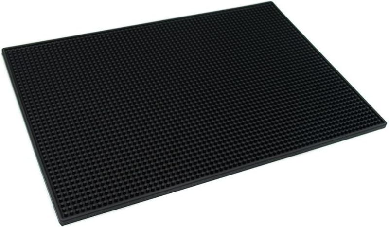 Photo 1 of 18"x12" PVC Bar Service Mat for Cocktail Bartender (Black)
