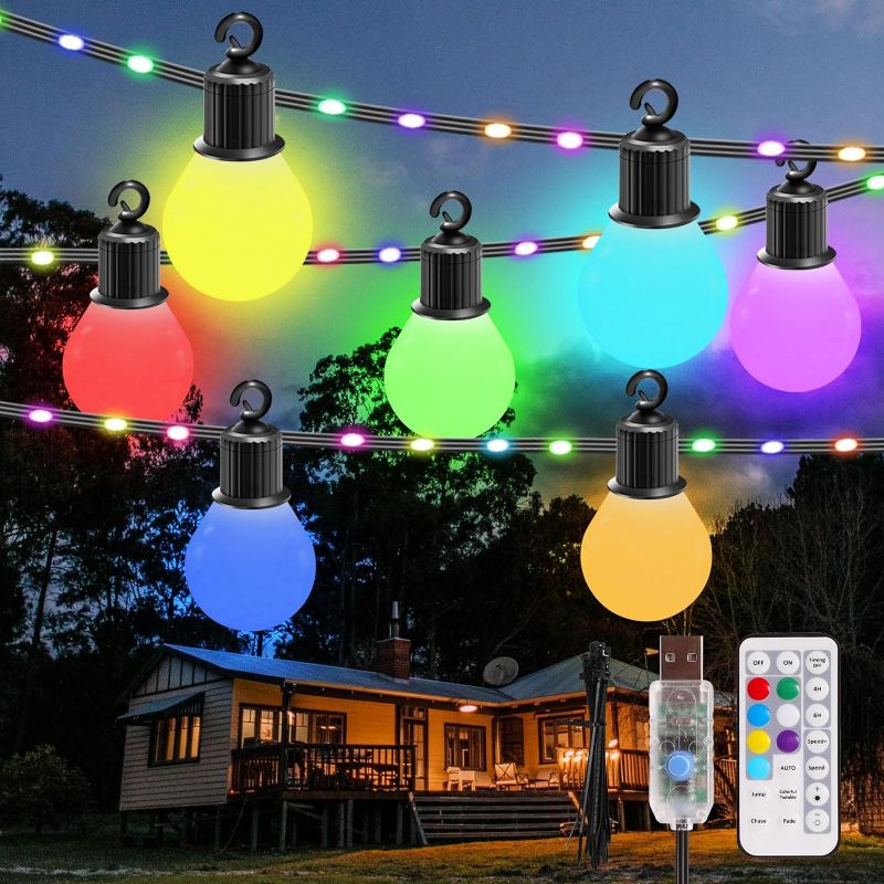 Photo 1 of 
GreenClick Outdoor String Lights 41ft 20 Dimmable Bulbs+80 LED Beads,RGB Patio Lights with Remote,IP65 Waterproof Shatterproof Color Changing String Lights...