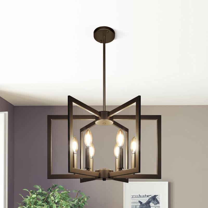 Photo 1 of 
Klgxnrd 6-Light Modern Farmhouse Black Chandeliers for Entryway, Geometric Pendant Lights Kitchen Island, Hanging Industrial Metal Chandelier for Stairway...