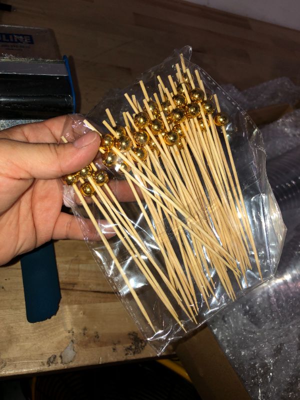 Photo 1 of 100 Pcs Clear Plastic Martini Glasses and Gold Pearl Cocktail Picks Set Disposable Cocktail Glasses Plastic Martini Cups Clear Mini Dessert Glasses for Weddings Party Wine Appetizers Food (7 oz) 100 7 oz