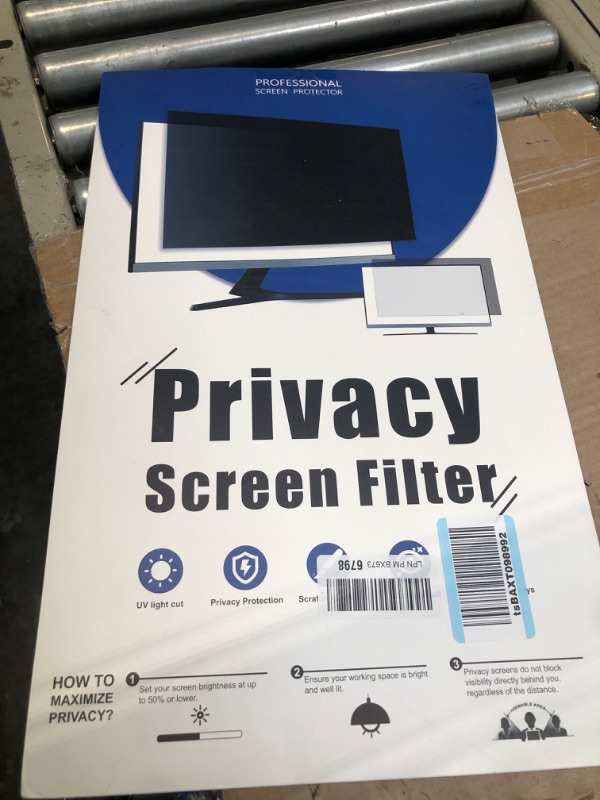 Photo 2 of [2-Pack] 24 Inch Computer Privacy Screen Filter for 16:9 Widescreen Monitor, Removable Eye Protection Anti Glare Blue Light Filter Privacy Shield, Anti Spy Screen Protector Film 24 in Black monitor privacy screen [2 PACK] 24'' Privacy Screen (16:9)