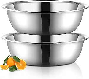 Photo 1 of 2 Pieces Stainless Steel Mixing Bowl Oversized All Purpose Steel Bowl Metal Bowl for Christmas Serving Baking Marinating Cooking (26 Quarts