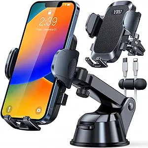 Photo 1 of 2024 Upgrade 80LBS Strong Suction]YRU Car Phone Holder Mount,[Bumpy Road Stable]Dashboard Cell Phone Holder for Car Air Vent Windshield Phone Stand for iPhone 15 14 13 12 Pro Max Samsung Truck, Black