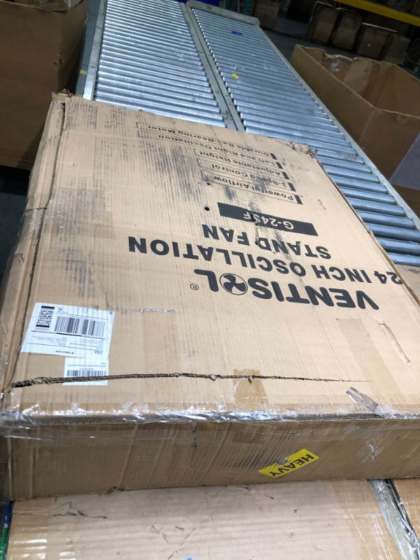 Photo 1 of VENTISOL 24 Inch High Velocity Oscillating Industrial Pedestal Fan, 7,800CFM Heavy-duty Metal Stand Fan with 4 Universal Wheels,Adjustable Height,3 Speeds Stand Up Fan for Warehouse, Basement 24"