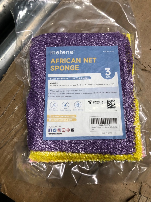 Photo 2 of 
Metene 3 Pieces African Exfoliating Net, Colorful African Net Cloth, Long African Net Sponge Body Scrubber for Use in Shower, Bath Shower Wash Cloth for...
Size:1 Count (Pack of 3)