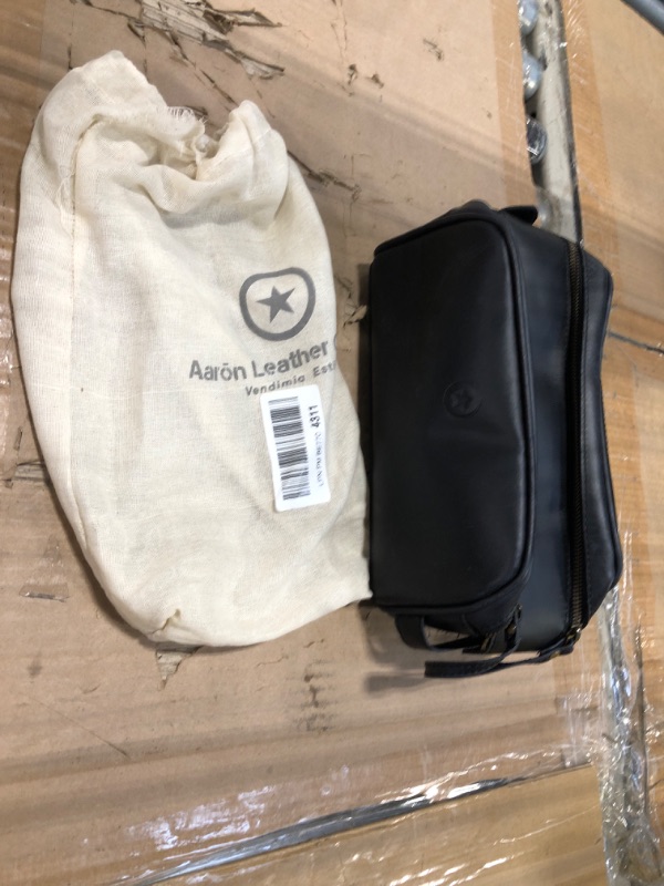 Photo 1 of ****USED** 10" Premium Leather Toiletry Travel Pouch With Waterproof Lining | King-Size Handcrafted Vintage Dopp - Kit ~ Gift for Father's Day By Aaron Leather Goods Florida Black