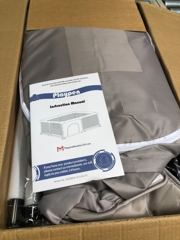 Photo 1 of ****USED** ZEEBABA Baby Playpen with Mat, 47x47inch Playpen, Playpen for Babies and Toddlers, Small Baby Play Pens, Large Playpen for Toddler, Play Yard for Infants with 47" Play Mat, Playard with Gate 47*47inch Grey with mat