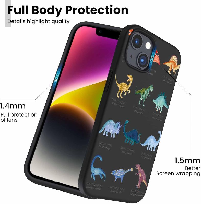 Photo 1 of 
malegaon Dinosaur Collage Case for iPhone 14 Plus,Animal illustration Pattern Design Case,Full Cover Frosted TPU Case for iPhone 14 Plus