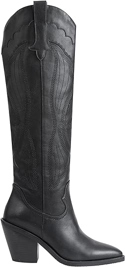 Photo 1 of **** RUNS SMALL****Women's Modern Embroidered Western Cowgirl Knee High Boots Pointed Toe Fashion Classic Pull On Cowboy Shoes - Size 7