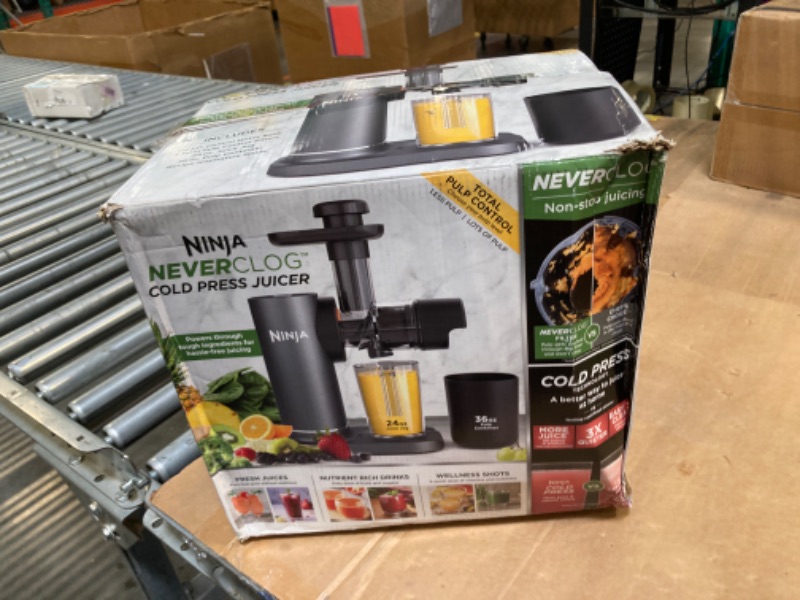 Photo 2 of Ninja JC151 NeverClog Cold Press Juicer, Powerful Slow Juicer with Total Pulp Control, Countertop, Electric, 2 Pulp Functions, Dishwasher Safe, 2nd Generation, Charcoal