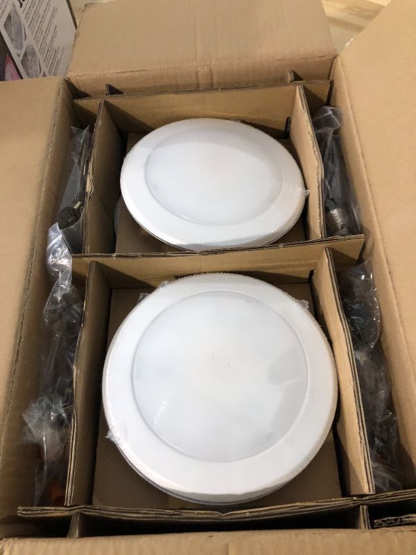 Photo 4 of 5/6 Inch Selectable CCT LED Disk Light Flush Mount, 3000K/4000K/5000K Adjustable, Dimmable Recessed Retrofit Ceiling Light, CRI90, 1050lm, 15W, Installs Into Junction Box or Recessed Can, 12 Pack