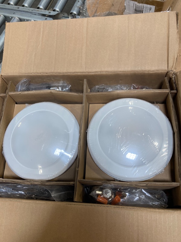 Photo 2 of 5/6 Inch Selectable CCT LED Disk Light Flush Mount, 3000K/4000K/5000K Adjustable, Dimmable Recessed Retrofit Ceiling Light, CRI90, 1050lm, 15W, Installs Into Junction Box or Recessed Can, 12 Pack