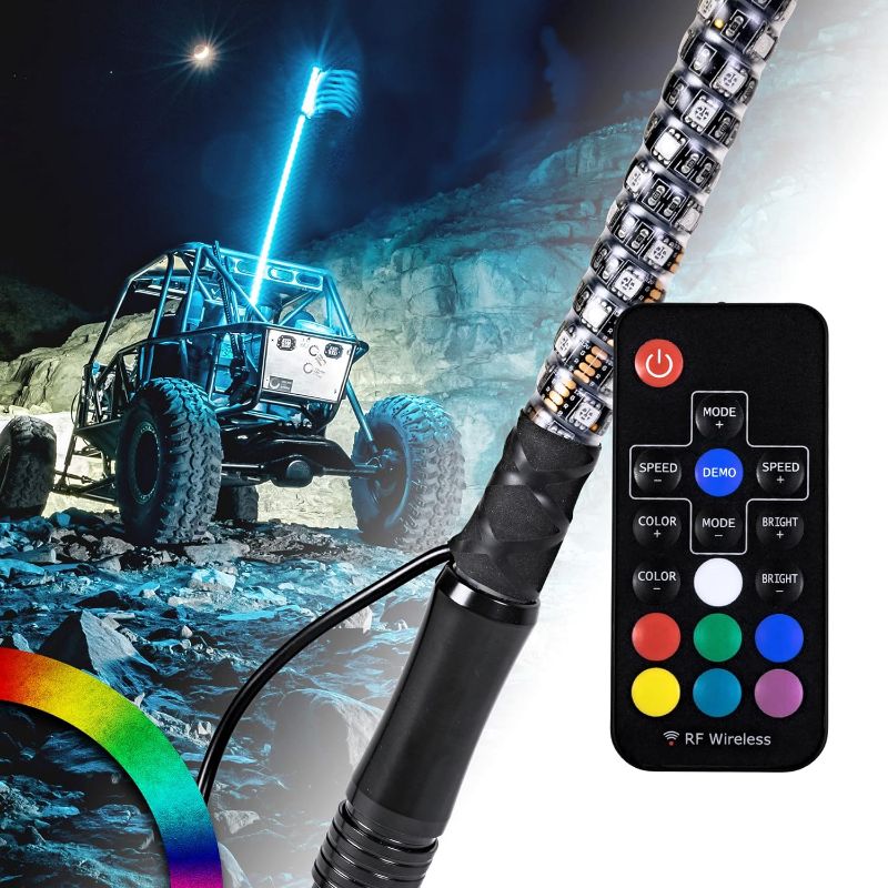 Photo 1 of ****NO REMOTE**** ONLINE LED STORE 5ft LED Whip Light for UTV ATV 21 Modes 20 Colors RF Wireless Remote Weatherproof USA Flag LED Lighted Whip Antenna fo