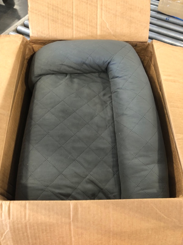 Photo 3 of ****USED*** Furhaven Orthopedic Dog Bed for Large/Medium Dogs w/ Removable Bolsters & Washable Cover, For Dogs Up to 55 lbs - Quilted Sofa - Iron Gray, Medium  36.0"L x 27.0"W x 6.5"Th Iron Gray (Quilted Sofa)