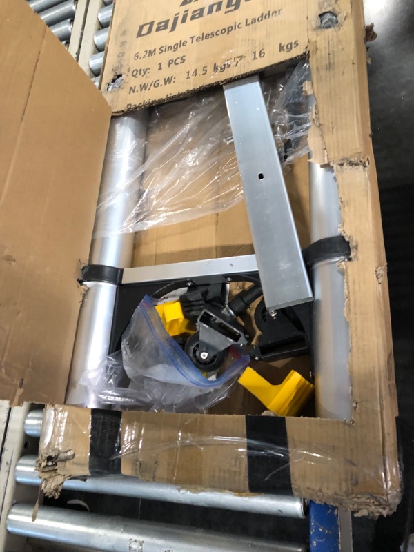 Photo 3 of ****USED**BOX IS DAMAGED** * 20.34FT Telescoping Ladder with Stabilizer Bar Wheels and Hooks, Multi-Purpose Extension Ladder, Aluminum Folding Ladder Collapsible Ladder Adjustable Telescopic Ladders Extendable Ladder for Homeuse