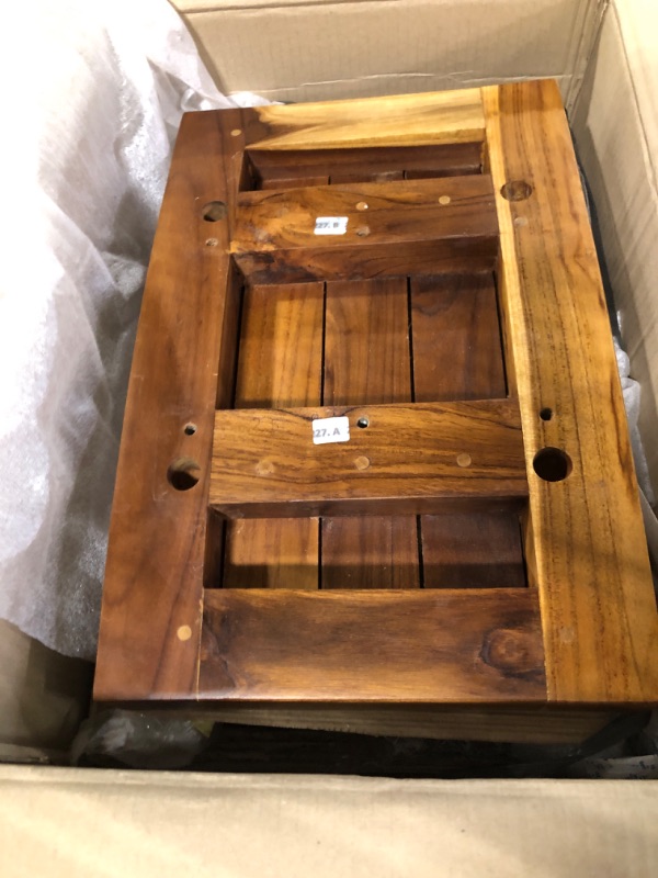 Photo 3 of ***USED*** EarthyTeak Serenity 18 in. Eastern Style Shower Stool with Shelf