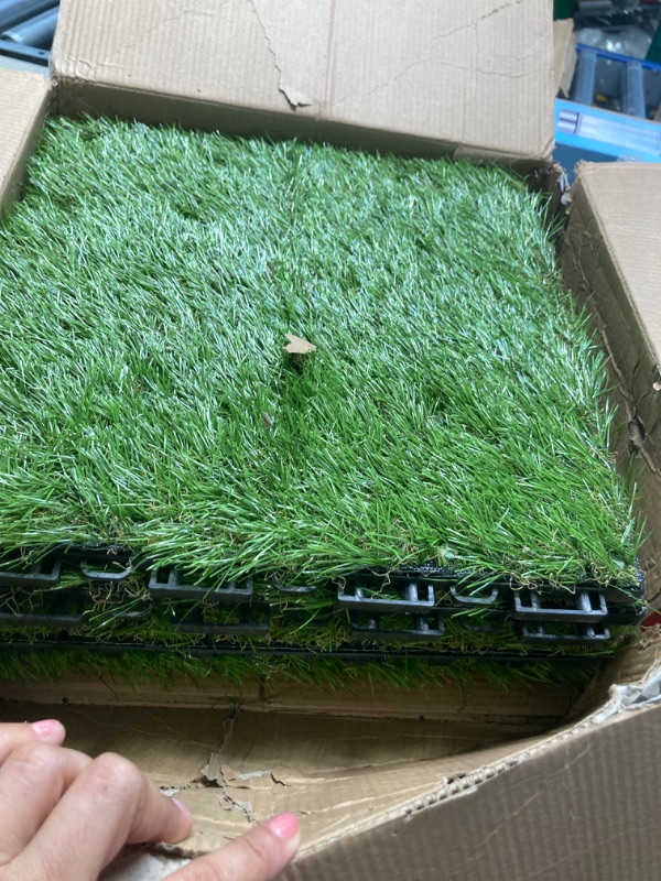 Photo 2 of ***DAMAGE BOX*** Progoal Artificial Grass Turf Tile Fake Grass Flooring Mat Interlocking Self-draining 12''x12''