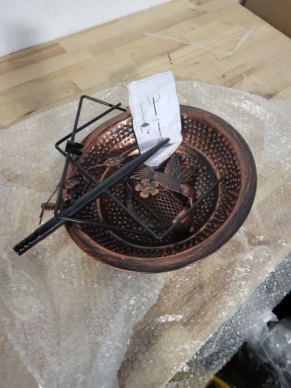 Photo 1 of 3'' Deep Bird Bath Outdoor, 13'' Dia Metal Bird Bath Bowl with Hummingbird Decor, Birdbaths & Feeder Combo for Patio, Lawn, Yard Metal Stake