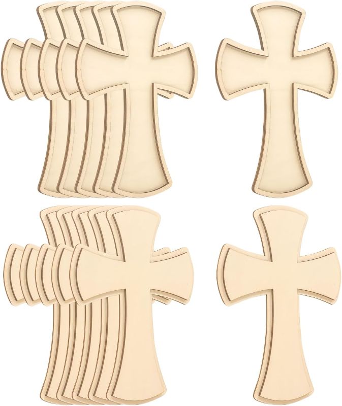 Photo 1 of 12 Pack 9 Inch Unfinished Wooden Crosses Blank Wood Cross for DIY Crafts