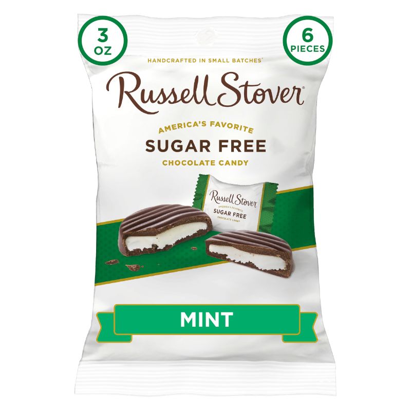 Photo 1 of  (Pack of 2) Russell Stover Sugar Free Dark Chocolate Mint Patties with Stevia, 3 Ounce Bag Mint Patties 3 Ounce (Pack of 2)