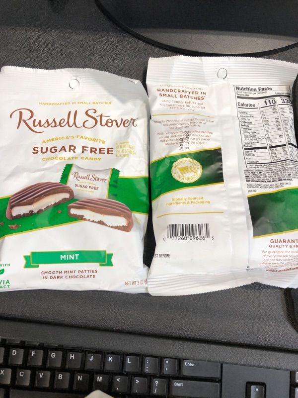 Photo 2 of  (Pack of 2) Russell Stover Sugar Free Dark Chocolate Mint Patties with Stevia, 3 Ounce Bag Mint Patties 3 Ounce (Pack of 2)