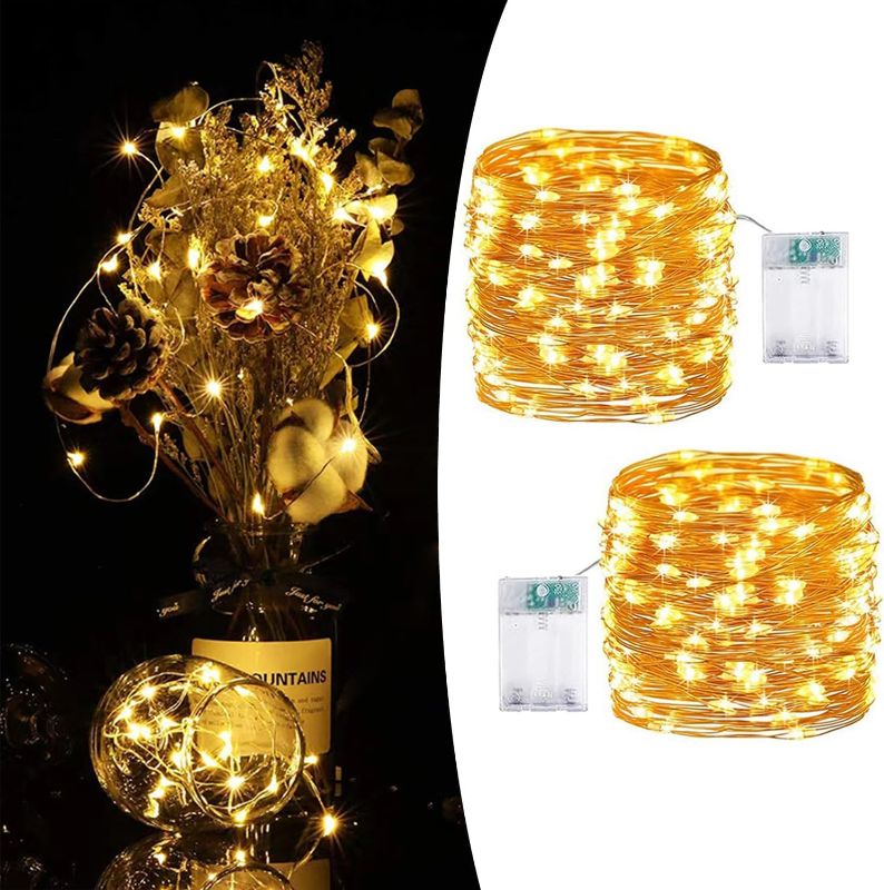 Photo 1 of ***2 PACK*** LED Fairy Lights Battery Operated, 2 Packs 66Ft 200 LED Mini Twinkle String Lights Copper Wire Waterproof Firefly Starry Lights for Bedroom, Christmas, Parties, Wedding, Decor
