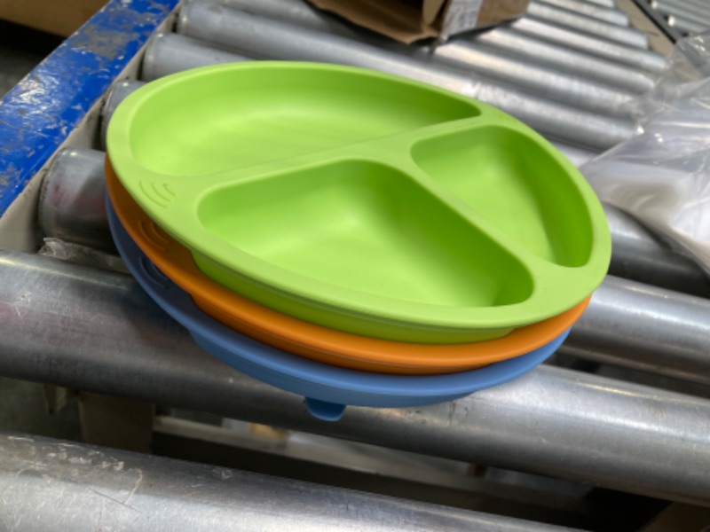 Photo 2 of 3-Pack Prep Suction Plates for Baby, 100% Silicone Toddler Plates, BPA-Free Divided Baby Plates with Suction