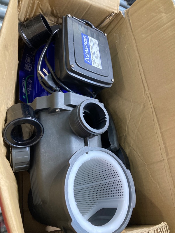 Photo 3 of ***NON FUNCTIONAL//SOLD AS PARTS- FINAL SALE - NO RETURNS*** 
AQUASTRONG 2 HP In/Above Ground Dual Speed Pool Pump, 5186GPH, 115V, High Flow, Powerful Self Priming Swimming Pool Pump with Filter Basket for Swimming Pool
