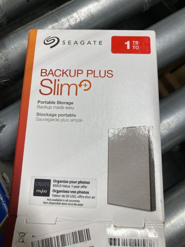 Photo 2 of ***USED***PORTABLE STORAGE**Seagate Backup Plus Slim 1TB External Hard Drive Portable HDD – Silver USB 3.0 for PC Laptop and Mac, 2 Months Adobe CC Photography (STDR1000100) 1TB Hard Drive Black