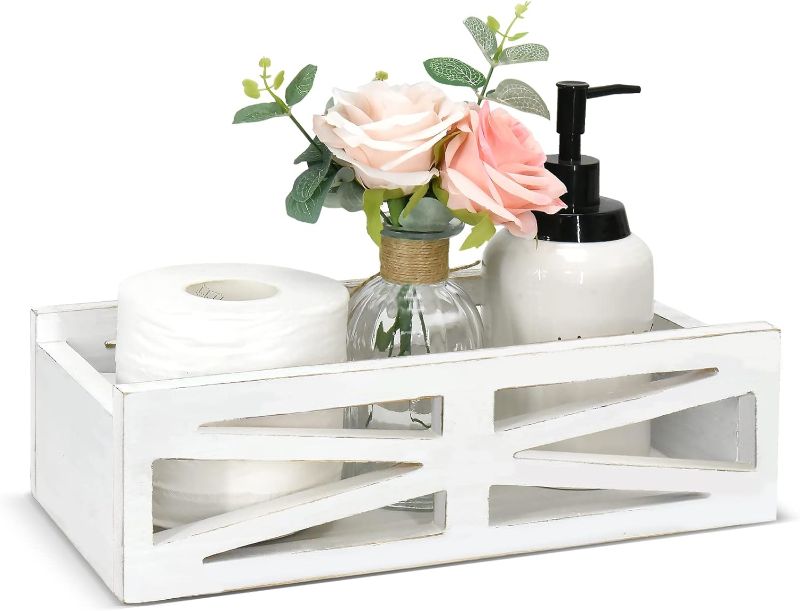 Photo 1 of  Bathroom Decor Box Toilet Tank Basket, Farmhouse Bathroom Decor Box, Toilet Paper Basket, Wood Decor Box Paper Storage Basket, Farmhouse Rustic Home Decor Box for Countertop, Bedroom Dresser