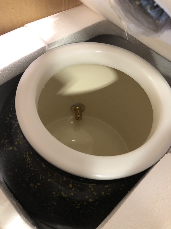 Photo 3 of ****USED*** Geo Sports Porcelain Ceramic Crock Water Dispenser, Stainless Steel Faucet, Valve and Lid Included. Fits 3 to 5 Gallon Jugs.(Black with Yellow Speckles) Black Crock W/Shiny Yellow Speckled