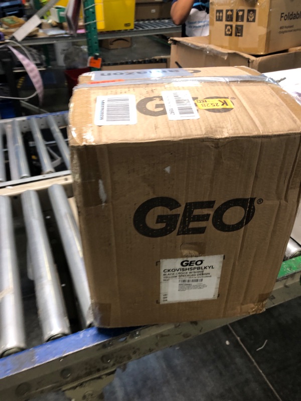 Photo 1 of ****USED*** Geo Sports Porcelain Ceramic Crock Water Dispenser, Stainless Steel Faucet, Valve and Lid Included. Fits 3 to 5 Gallon Jugs.(Black with Yellow Speckles) Black Crock W/Shiny Yellow Speckled