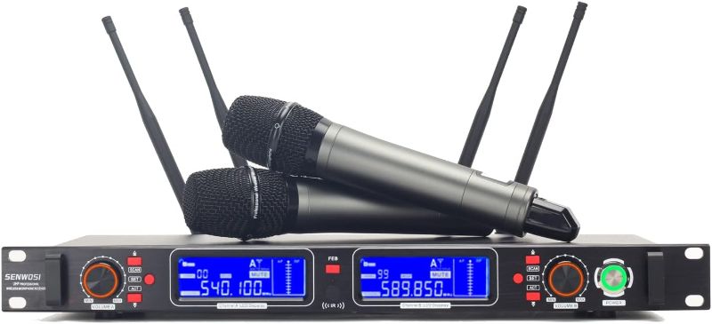 Photo 1 of ****USED*** Profession Wireless Microphone System, UHF Handheld Dual Cordless Mic True Diversity Metal Microphones Set, 700ft Range, 2x100 Channels, Auto Scan, Mics for Stage/Studio/Singing/ChurchBrand: SENWOSI