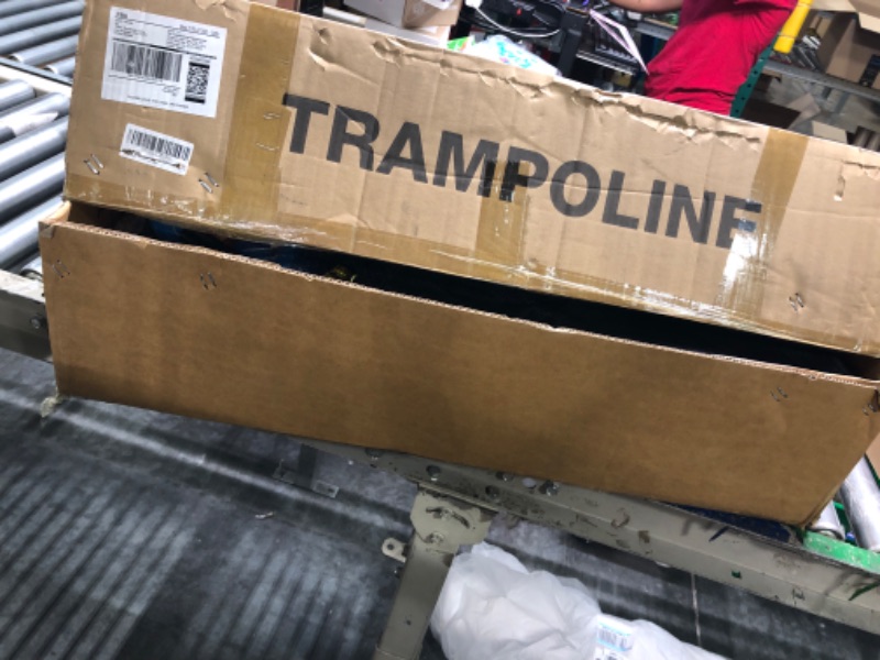 Photo 2 of ******USED**BOX IS DAMAGED****** 60" Trampoline for Kids, 5FT Indoor Outdoor Trampoline with Enclosure Net, Mini Baby Toddler Trampoline with Basketball Hoop, Recreational Trampolines Birthday Gifts for Children. YELLOW