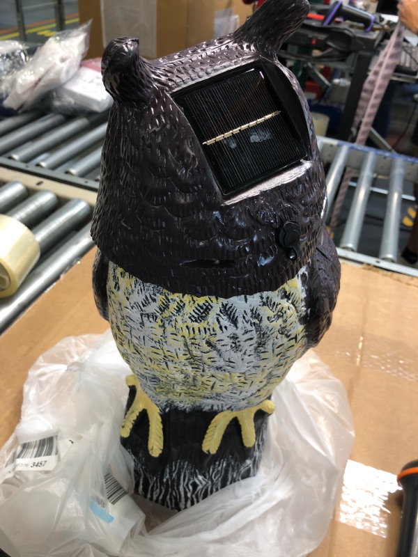 Photo 1 of ****USED** Solar Owl with Detection, Flashing Eyes, Spinning Head and Realistic Hoots, Plastic Owl Decoration for Home, Garden, Patio and Fence