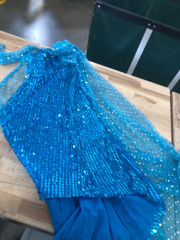 Photo 3 of ***USED*** Girls Princess Elsa Dress Costume - Luxury Sequin Halloween Birthday Party Dress Up Kids 3t 4t 5t 6t 7t 8t 3-4 Years Blue   ONLY DRESS 