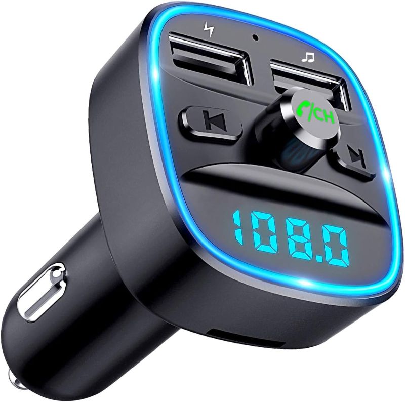 Photo 1 of [Upgraded] COMSOON Bluetooth FM Transmitter for Car, Bluetooth Car Adapter MP3 Player FM Transmitter, Hands-Free Calling, Dual USB Ports (5V/2.4A & 1A), LED Screen, Support SD/TF Card USB Flash Drive
