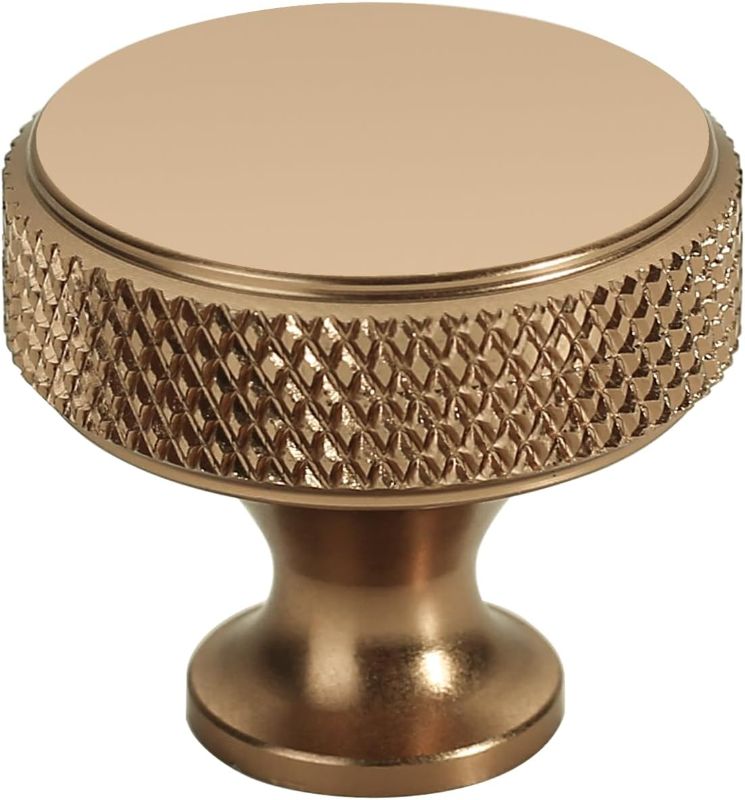 Photo 1 of 10 Pack 1-1/5"(30mm) Champagne Bronze Knurled Cabinet Knobs for Dresser for Cabinet Kitchen Cabinet Pulls Brass Single Hole Hardware
