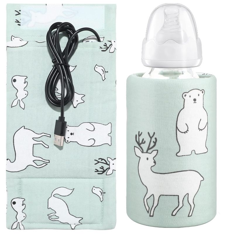 Photo 1 of 2 Pcs USB Portable Bottle Warmer Travel Milk Hot Keeper USB Travel Infant Bottle Keep Warmer Thermostat for Indoor Outdoor (Bear Style)
