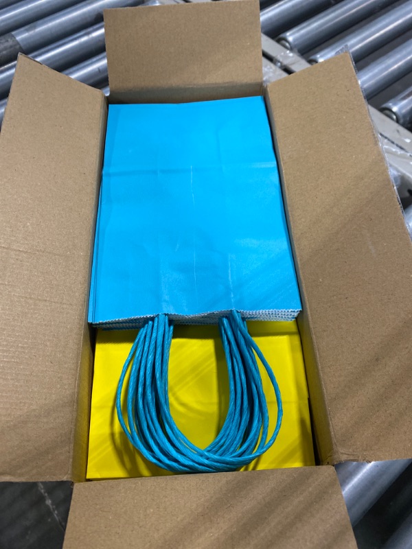 Photo 1 of ***USED** TOMNK 100pcs Gift Bags, 10 Colors Goodie Bags, 5.2"x3.3"x8" Party Favor Bags with Handles for Birthday Party Baby Shower Shopping and Party Supplies