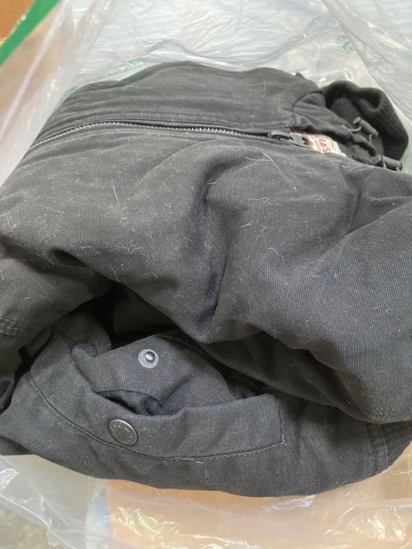 Photo 3 of ****USED*** NEED TO BE CLEANED*** Levi's Men's Workwear Cotton Canvas Hooded Bomber Jacket (Regular & Big & Tall Sizes) Large Black Welt Pockets Sherpa