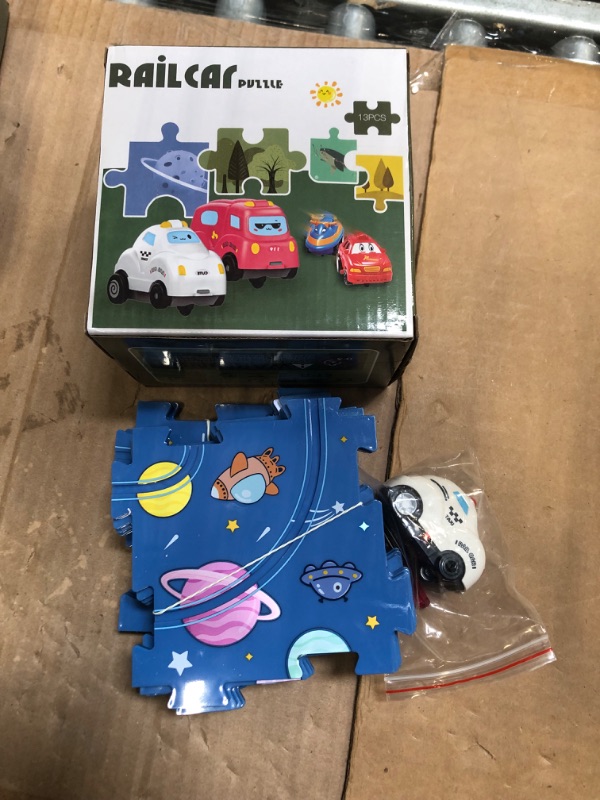 Photo 1 of 12PCS Puzzle Track Car Paly Set (Universe) with Multiple Assembly Options, Children's Educational Puzzle Track Car Play Set, RailCar Building Toys for Kids Ages 3 4 5 6 7 8 9