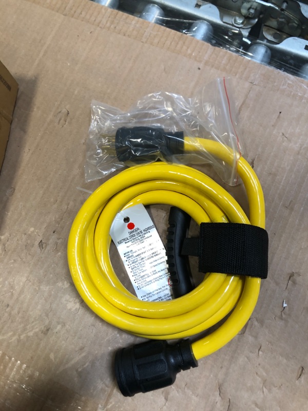 Photo 1 of 10FT 30 Amp Generator Extension Cord 4 Prong, NEMA L14-30P/L14-30R 10 Gauge STW 125/250V Twist Lock Generator Cord Heavy Duty, Yellow ETL Listed 10FT Yellow