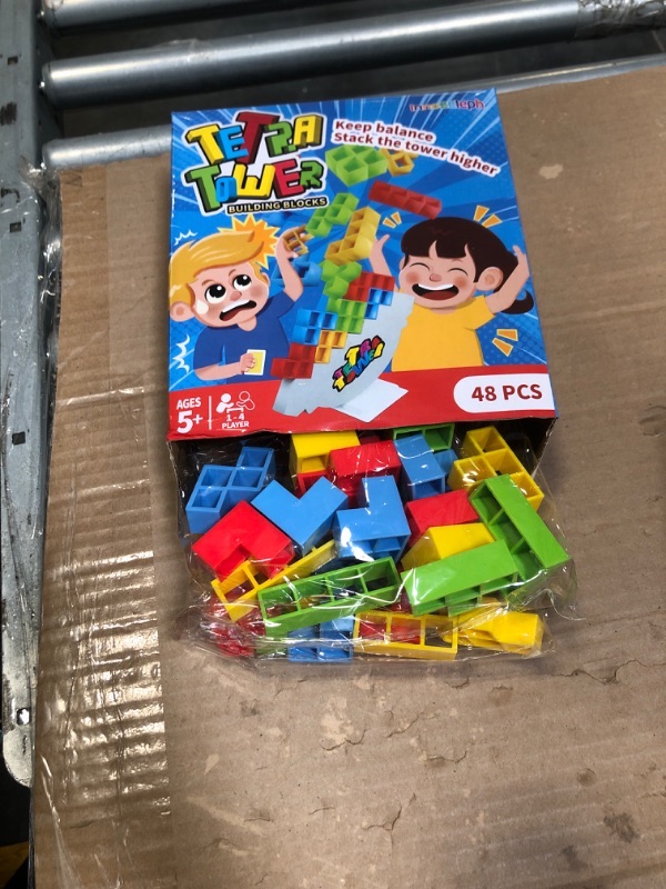 Photo 1 of 48 Pcs Tower Balance Stacking Game for Kids and Adults, Balanced Board Games for Kids 8-12, Two Players Team Versus Stack Attack Card Games(Two Bases, More Ways to Play