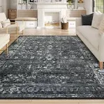 Photo 1 of 8x10 Area Rugs for Living Room Washable Rugs 8x10 Black Large Rug Indoor Carpet, Vintage Distressed Rug Soft Non Slip Area Rug for Bedroom Dining Room Home Office(8 x 10, Black/Grey)