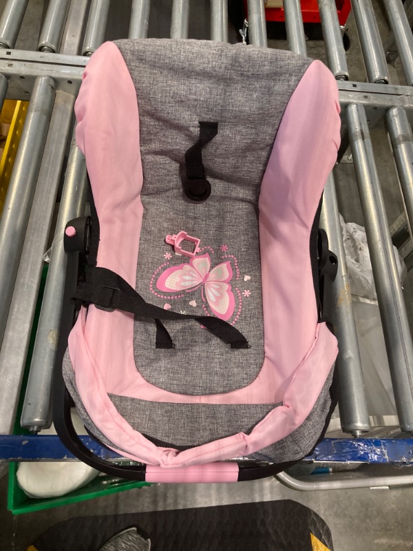 Photo 3 of ****DAMAGED***
Bayer Design 67933AA Toy, Car Seat Easy Go for Neo Vario Pram with Cover, Doll Accessories, Pink, Grey with Butterfly,Grey/pink, for dolls up to 18"