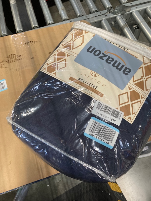 Photo 1 of Superior Oversized Premium Bedspread Set, Diamond Solitaire Jacquard Design, Soft, Breathable, All-Season, Matching Pillow Shams, Lightweight and Cozy Bedding, King, Navy Blue King Navy Blue