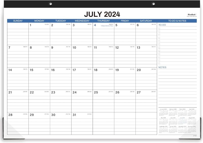 Photo 1 of 2024-2025 Desk Calendar - Jul. 2024 - Dec. 2025, 18 Months Large Monthly Desk Calendar, 17" x 12", Desk Calendar 2024-2025 with Corner Protectors 4Pack 